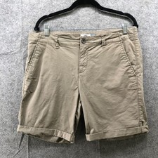 Old Navy Rolled Hem Bermuda Short Women 10 Khaki Button/Zip Closure Cotton Blend