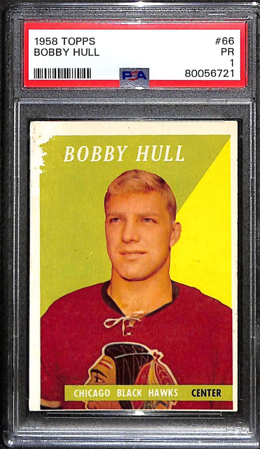 Bobby Hull #66 Hockey Cards 1958 Topps trading card — raw and PSA graded price guide