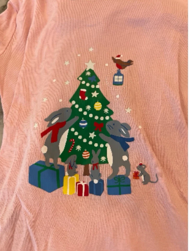 Mini Boden Snug Light UP Pink Bunny Animal Friends Pajamas. EUC Size 7/8 - Image 2 of 2