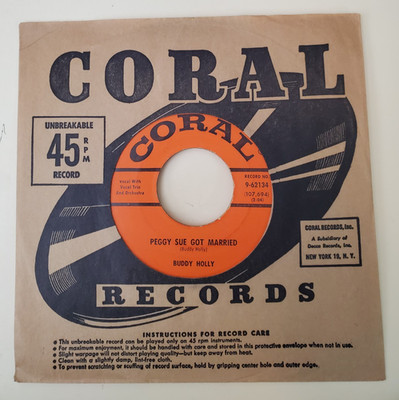 Buddy Holly PEGGY SUE GOT MARRIED (ROCKABILLY 45) #62134 PLAYS VG+ TO VG++