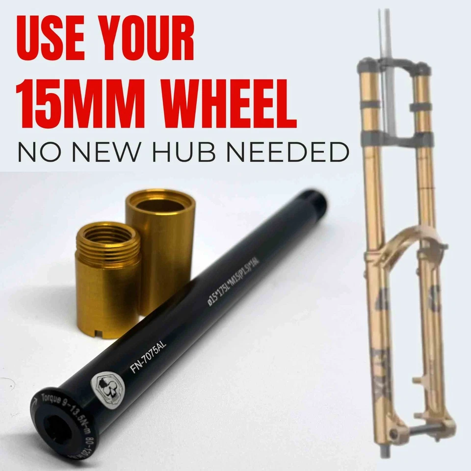 Fox 40 20x110 to 15x110 Fork Adapter GOLD | Pro KIT | Incl. 15mm  Axle - Bild 1 von 4
