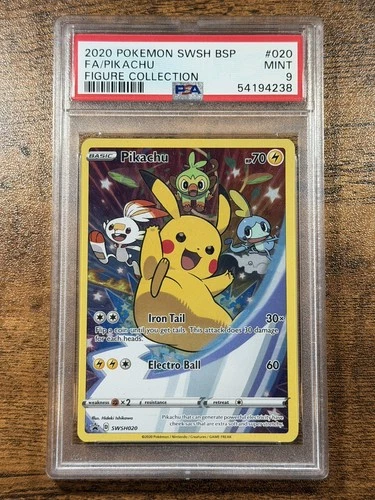 PSA 9 PIKACHU #SWSH020 Full Art Figure Collection Promo - 2020 Sword & Shield