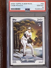 Topps 2025 X Bob Ross Joy of Baseball Cade Povich Rookie #83 PSA 10 Orioles