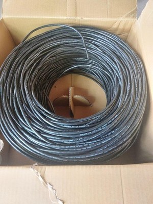 Hyperline Cat5e UTP Solid Bulk Ethernet Cable Black 24AWG CMR Riser ~18 lbs Part