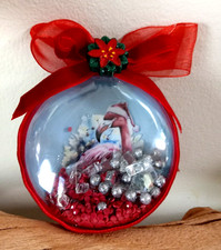 Hand made pink flamingo ornament Coastal Christmas ornament tropical birds