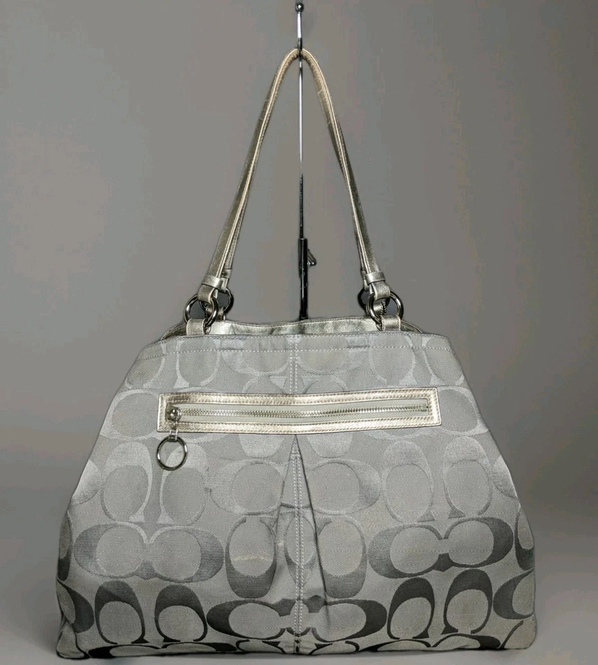 COACH GABBY SIGNATURE GREY/SILVER CARRYALL TOTE SHOPPER SHOULDER BAG F14863 LARG - Image 2 of 4