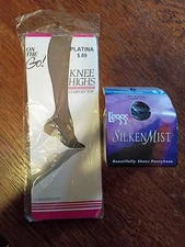 CONTROL TOP SIZE B PANTY HOSE & PLATINA KNEE HIGHS. NEW