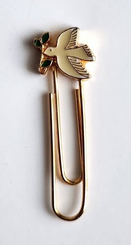 Vintage Enamel Bird of Piece Paper Clip Bookmark Charm Pin Brooch CTA