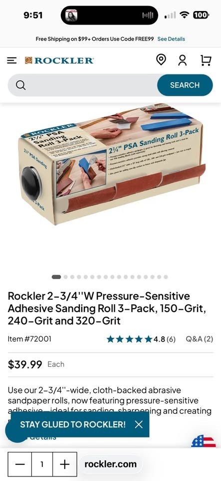 3-pack Rockler Sandpaper Multi-Roll Dispenser & Sanding Packs