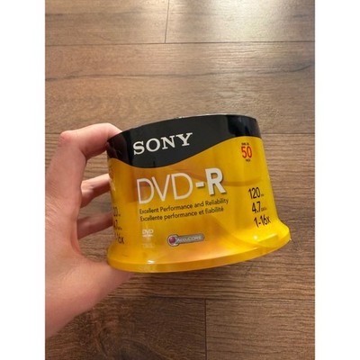 Sony DVD-R 4.7GB 120min 1-16x AccuCORE Recordable Media 50 Pack Spindle Sealed