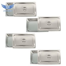 4 Set Stainless Hotel Pans 4" Deep Chafing Steam Table Pans Full Size with Lid