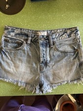 FREE SHIPPING Free People Distressed Denim Shorts 5 Button Fly Sz W26 A3