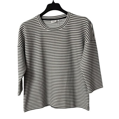 NWT Cecil Womens 3/4 Sleeve Artikel White Black Striped Top Blouse Shirt Large