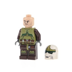 1X Lego Minifigure Star Wars Bounty Hunter Olive Green Helmet White 75018 SW0476