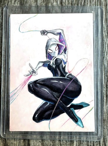 HOLODECK MARVEL/DC COMIC GHOST SPIDER GWEN STACY SKETCH RARE NORA AUTOGRAPH AUTO