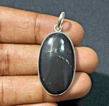 Sterling Silver Natural Black Shungite Cabochon Loose Gemstone 25 Cts. MEP-32