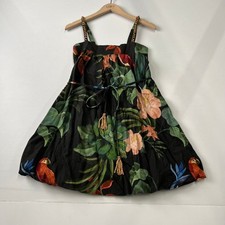 FARM RIO Midnight Macaw Fiesta Dress Women's Size 2XS Black 331864 