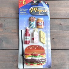 Vintage Refrigerator Magnets Set Of 6 Fast Foods Cheeseburger Fries