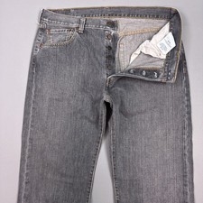 Levis 501 Jeans Mens 36x34 Black Button Fly Denim Pants Dark Wash Original Faded