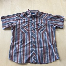 Vintage 90s Wrangler Shirt Men XL Striped Short Sleeve Western Pearl Snap Cowboy