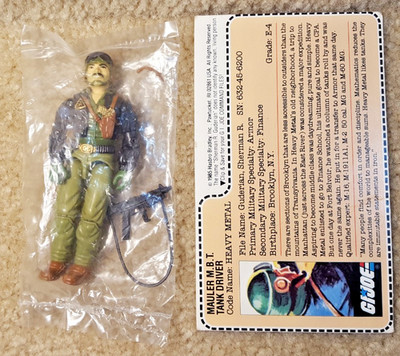 Complete Really Nice Vintage 1985 GI Joe Heavy Metal Sealed Baggie v1 Filecard