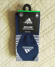 ADIDAS SOCCER SOCK YOUTH M Shoe Size 4Y-6 NAVY BLUE GRAY WHITE NEW USA