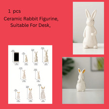 Ceramic Rabbit Figurine, Suitable For Desk, Home Decor, Office, Bookshel