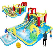 Inflatable Water Slide Giant Kids Water Park w/ Double Slides without Blower-