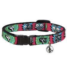 Cat Collar Breakaway with Bell Rick and Morty Circuit Faces/Portal Gun Pink NARR