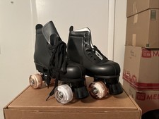 Black Quad Roller Skates   High-Top Boots with Indoor/Outdoor Wheels with lights