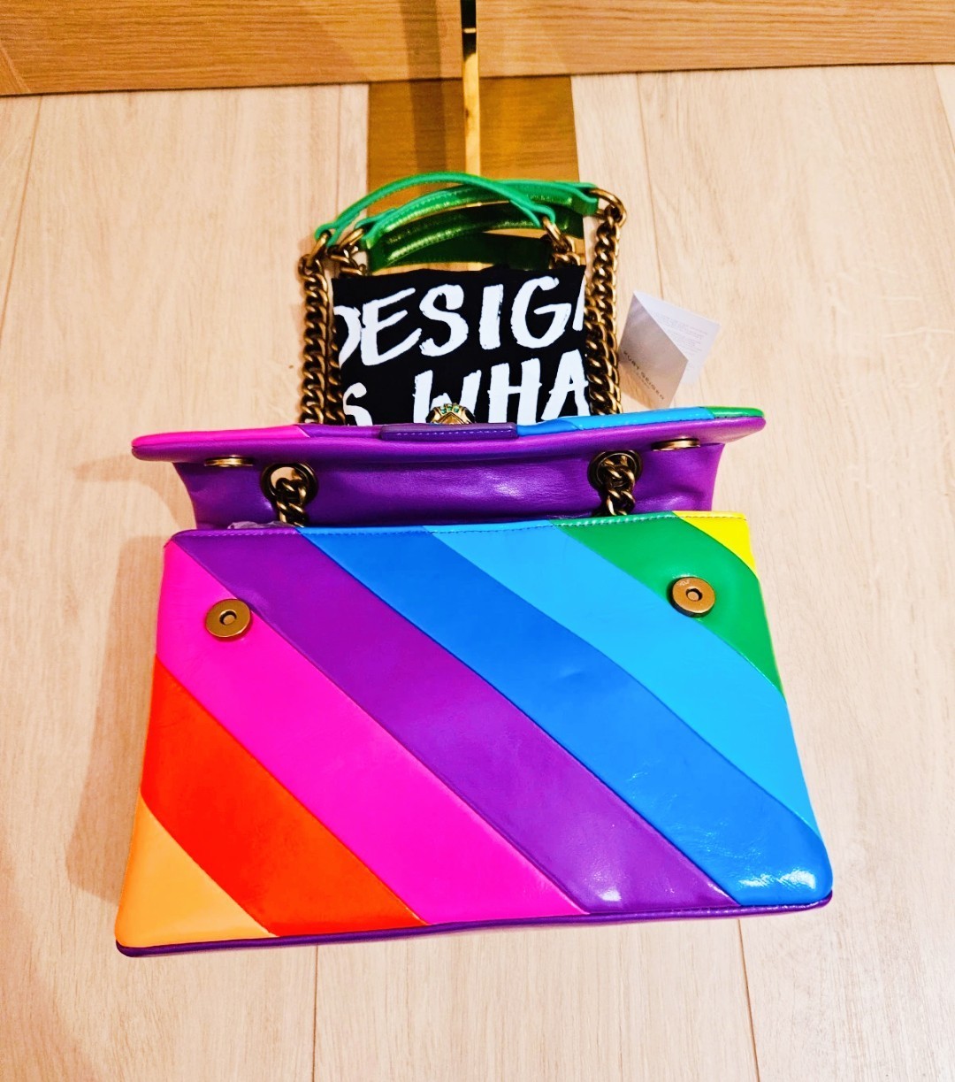 Kurt Geiger London Medium Kensington Leather Neon Rainbow Bag Last One Sold Out image 8