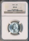 1947 WASHINGTON SILVER QUARTER **NGC CERTIFIED MS 66** FREE SHIPPING!!