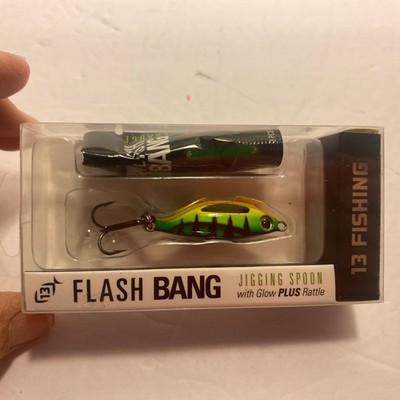 13 Fishing Flash Bang Jigging Spoon Lure w/Glow Plus Rattle FIRE TIGER 1/4 oz