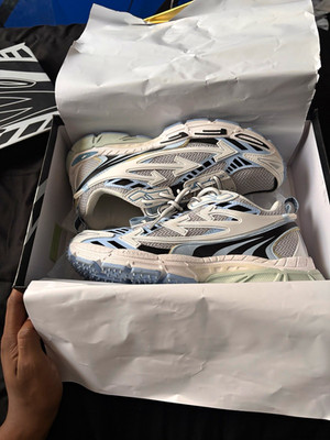 Off-White Be Right Back Men s Low Top Lace-Up Mesh Sneakers White/Blue/Black