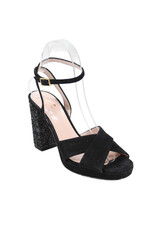Kate Spade New York Womens Suede Crisscross Ankle Strap Heels Shoes Black Sz 6B
