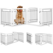 Folding Pet Gate 96" Wide, 30" Tall No-Assembly Wooden Dog Gate with Door Wal...