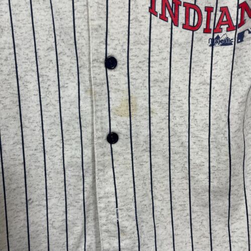 Vintage Cleveland Indians Jersey Men Medium Majestic Made in USA Pinstripe Shirt - Picture 2 of 7