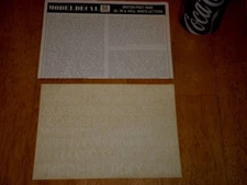 BRITISH POST WAR -- 30,36 & 48 in. AIRCRAFT LETTERS, Model Decals Sheet, 1/72