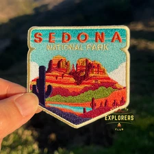 Sedona Cathedral Rock Patch: 2.75-Inch Iron-On Embroidered Badge for Backpack, J