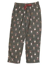 Womens Soft Gray Flannel Holiday Puppy Dog Sleep Pants Pajama Bottoms