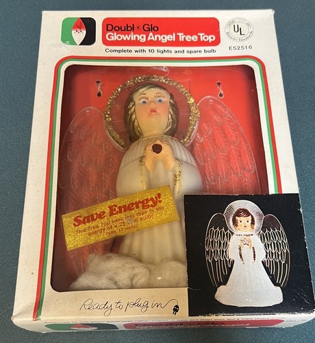 Vintage Doubl Glo Glowing Angel Tree Top Christmas In July Old Fashion READ Desc