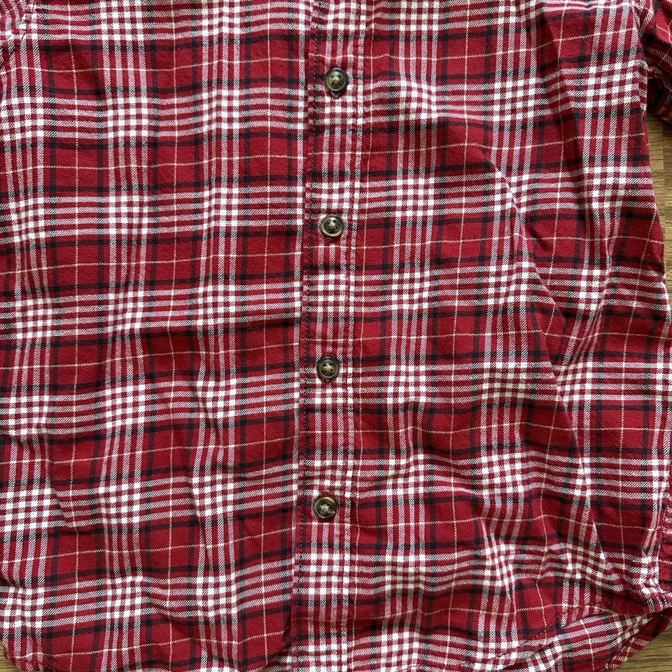 Carter’s Kid Boys Size 6 6A Button Up Long Sleeve Shirt Red Plaid Flannel EUC! - Image 2 of 4
