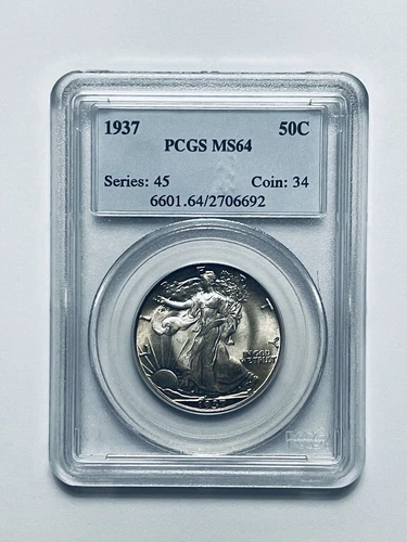 1937 Walking Liberty Silver Half Dollar PCGS MS64