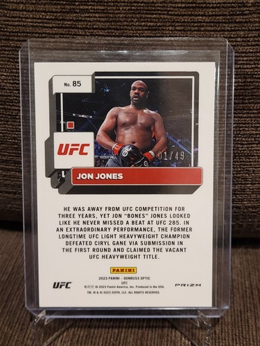 2023 UFC Optic JON JONES True Orange Prizm #1/49 Bookend! Donruss Optic, Rare - Picture 2 of 2