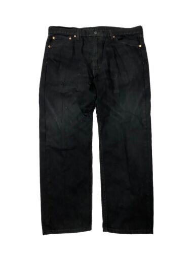Levi's 505 Regular Fit Jeans Mens 40 X 29 Dark Black Denim Levis