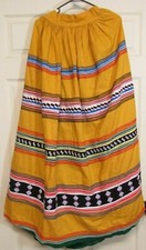 Native American Traditional Women's Seminole Patchwork Yellow Skirt Small
