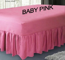 Plain Poly Cotton Extra Deep Fitted Sheets Frilled Valance Sheet Baby pink King