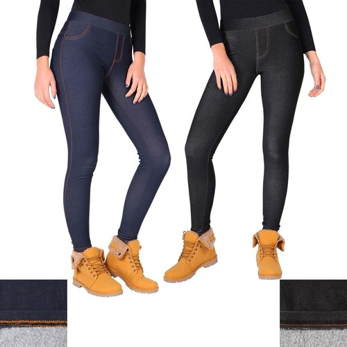 Womens Warm Fleece Lined Stretch Denim 