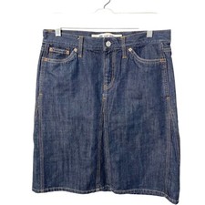 Vtg Y2K Gap Dark Wash Knee Length Jean Denim Skirt Women's sz 8 Modest no slit