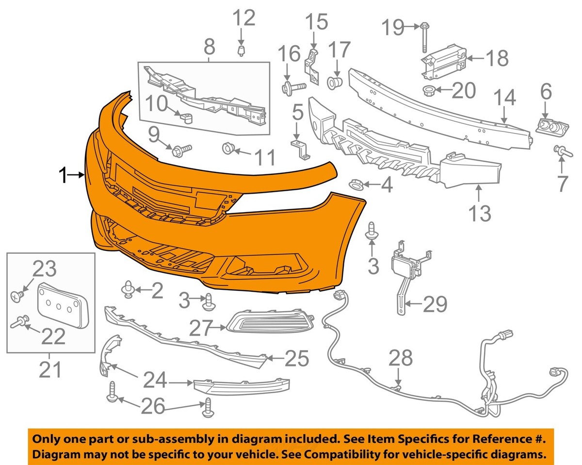 さし樣専用 GM OEM 14-19 Impala Front Bumper Grille Bumper Components-Bumper